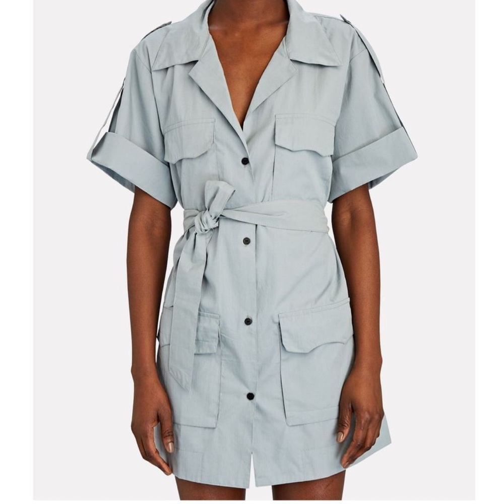 New S/W/F Belted Mini Poplin Utility Dress
